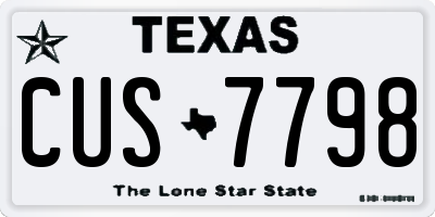 TX license plate CUS7798