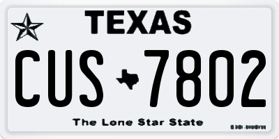 TX license plate CUS7802