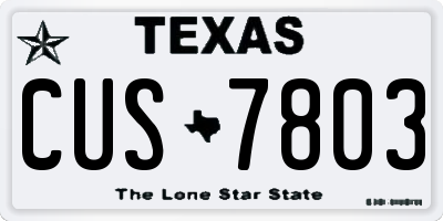 TX license plate CUS7803