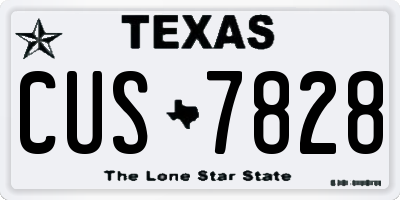 TX license plate CUS7828