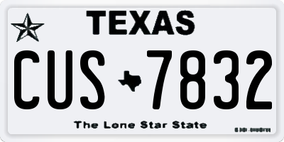 TX license plate CUS7832