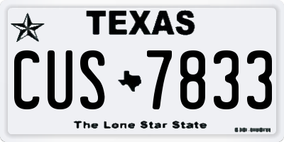 TX license plate CUS7833