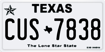TX license plate CUS7838