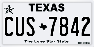 TX license plate CUS7842