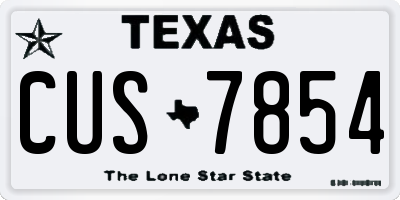 TX license plate CUS7854