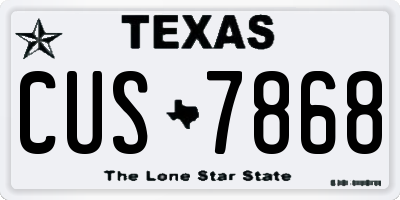 TX license plate CUS7868