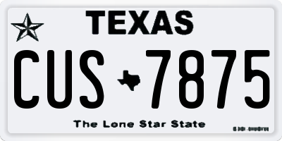 TX license plate CUS7875
