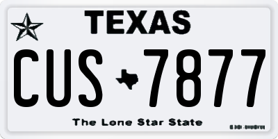 TX license plate CUS7877