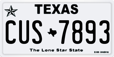 TX license plate CUS7893