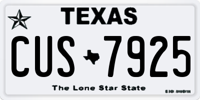 TX license plate CUS7925