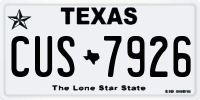 TX license plate CUS7926