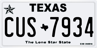 TX license plate CUS7934