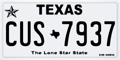 TX license plate CUS7937