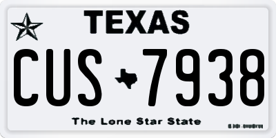 TX license plate CUS7938