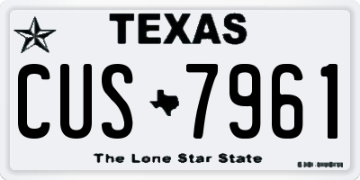 TX license plate CUS7961