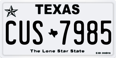 TX license plate CUS7985