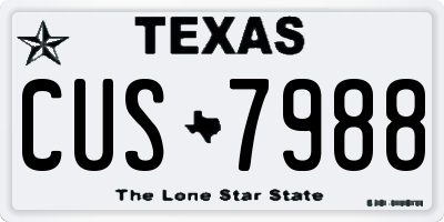 TX license plate CUS7988