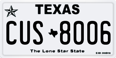 TX license plate CUS8006