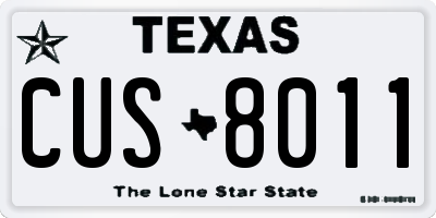 TX license plate CUS8011