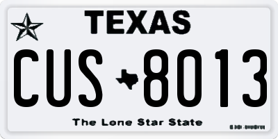 TX license plate CUS8013