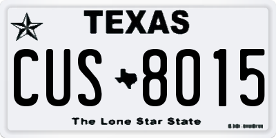 TX license plate CUS8015