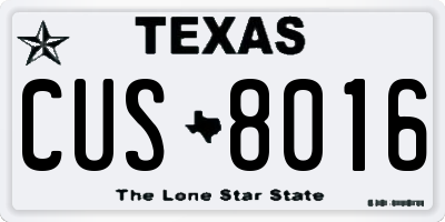 TX license plate CUS8016