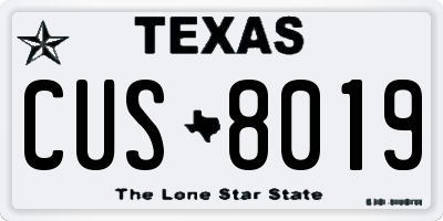 TX license plate CUS8019