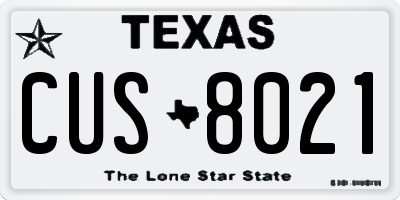 TX license plate CUS8021