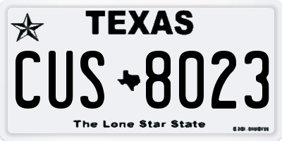 TX license plate CUS8023