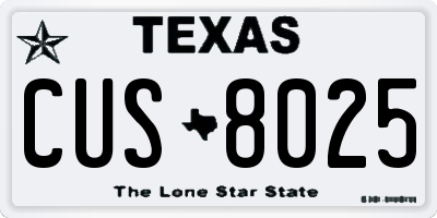 TX license plate CUS8025