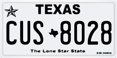 TX license plate CUS8028