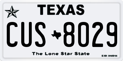 TX license plate CUS8029