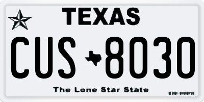 TX license plate CUS8030