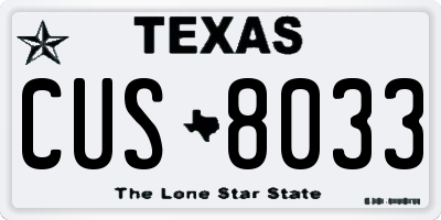 TX license plate CUS8033