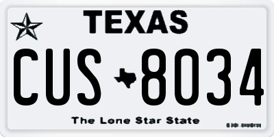 TX license plate CUS8034