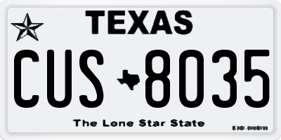 TX license plate CUS8035