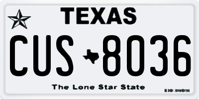 TX license plate CUS8036
