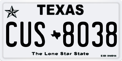 TX license plate CUS8038