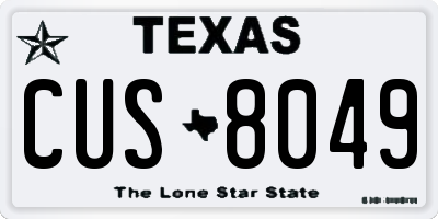 TX license plate CUS8049