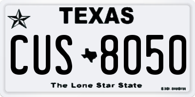 TX license plate CUS8050