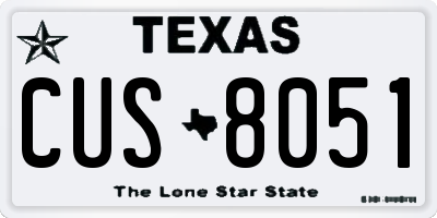 TX license plate CUS8051