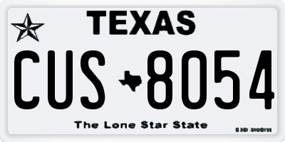 TX license plate CUS8054