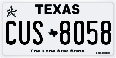 TX license plate CUS8058