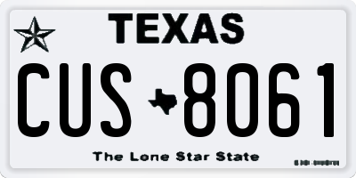 TX license plate CUS8061