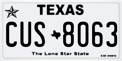 TX license plate CUS8063