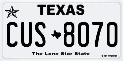 TX license plate CUS8070
