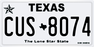 TX license plate CUS8074