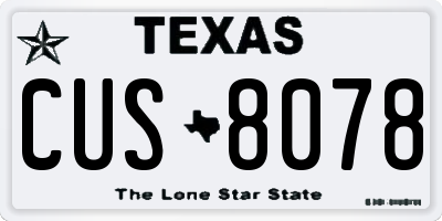 TX license plate CUS8078