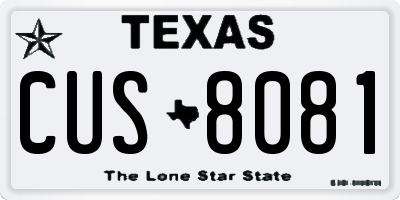 TX license plate CUS8081