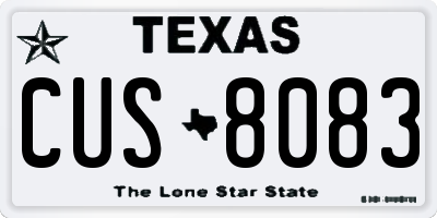 TX license plate CUS8083